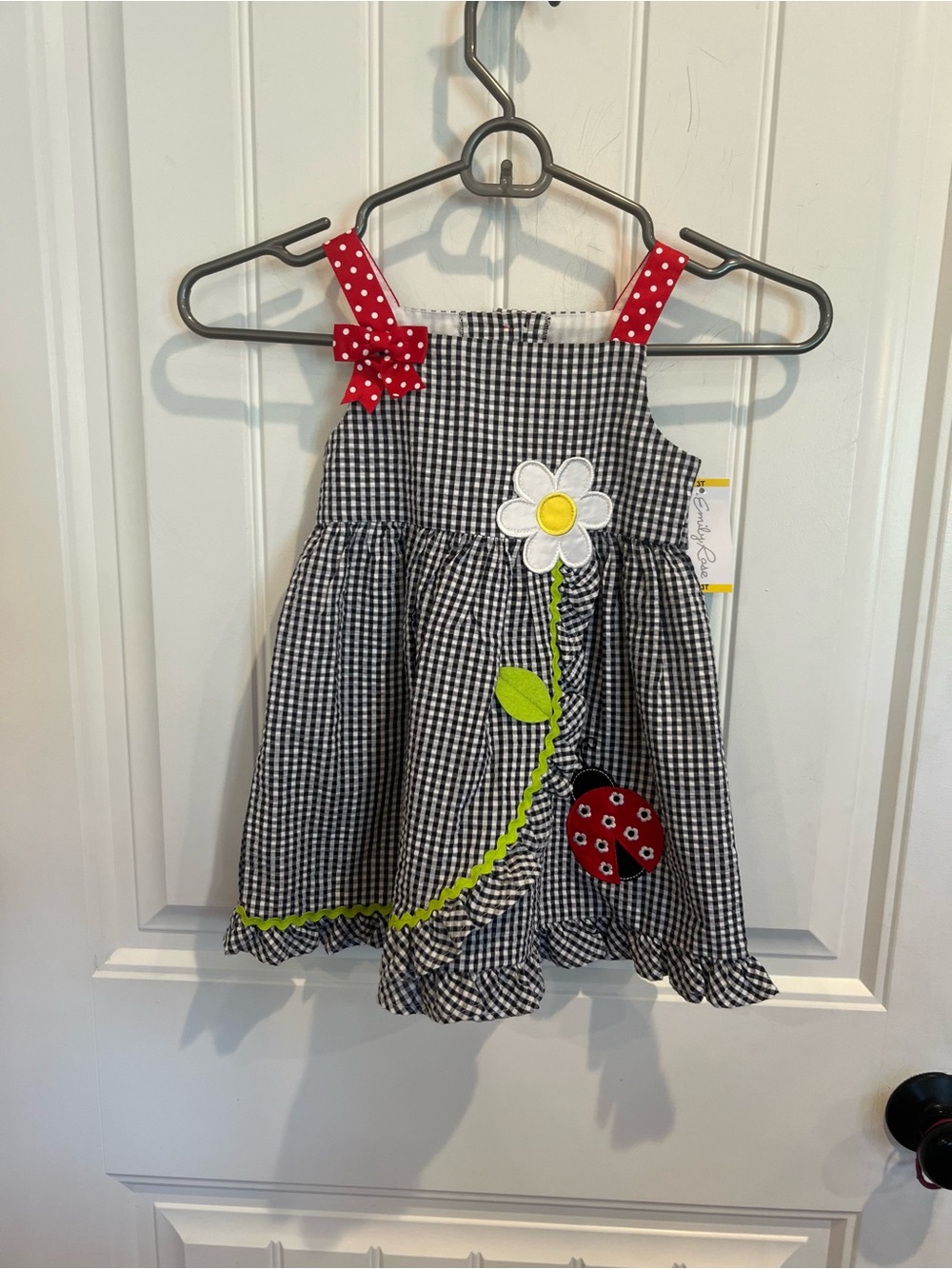 Emily Rose 3T Ladybug Gingham Sundress Daisy Applique Boutique Dress